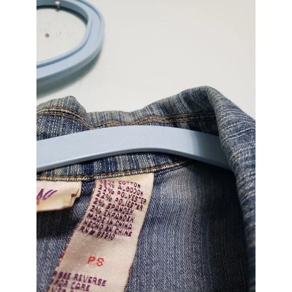 Vtg 90s Bill Blass Womens Petite PS Denim Blazer Jacket Metal Button Front - Picture 6 of 6
